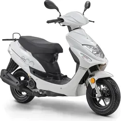 LuXXon Motorroller ECO 45 km/h - 50ccm, 4-Takt, weiß - Der LuXXon ECO Motorroller vereint sportliches Design und hohe Effizienz. Mit nur 1,9 l/100 km und einem praktischen Staufach ist er perfekt für die Stadt. Ideal für Pendler und urbane Mobilität!