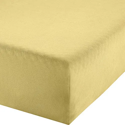 Erwin Müller Boxspringbett-Spannbettlaken Freising Elasthan-Jersey-Stretch - hellgelb Größe 120x200 cm - 130x220 cm - dehnbar, antipilling, bügelfrei, Rundumgummi