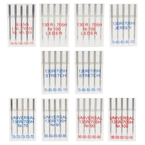 Nähmaschinennadeln für Jersey, Leder, Stretch und Jeans und Universal-Flachkolben Maschinennadeln für Haushaltsnähmaschinen 50