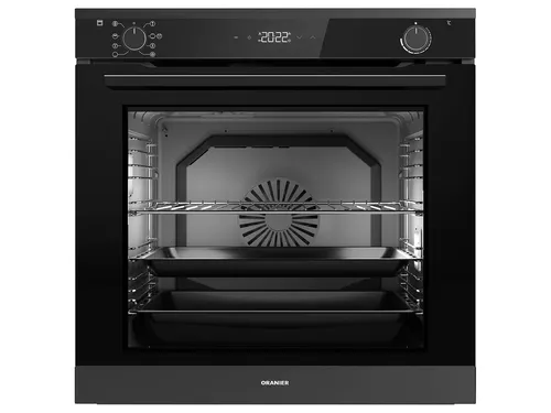 Oranier EBP620 Pyrolyse Backofen pureBLACK - Backöfen mit 8 Funktionen und 80 Litern XXL-Backraum. Genießen Sie perfekte Ergebnisse mit 3-D Heißluft und mühelose Reinigung durch die Pyrolyse-Funktion.