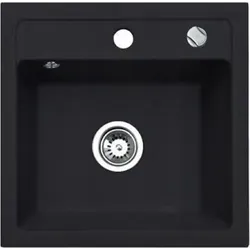 QLS Spülbecken Bella Schwarz 44x44 cm mit automatischem Siphon