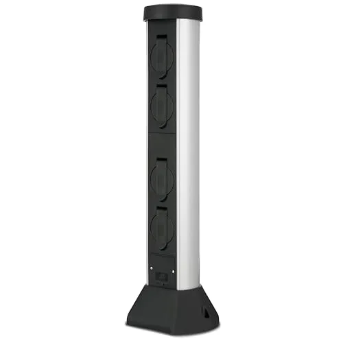 REV 0068400028 Gartensteckdose 4fach Silber/Anthrazit - Steckdosen & Zubehör, mit 3 Befestigungsarten für flexible Installation: Anschrauben, Erdspieß oder Einschlaghülse.