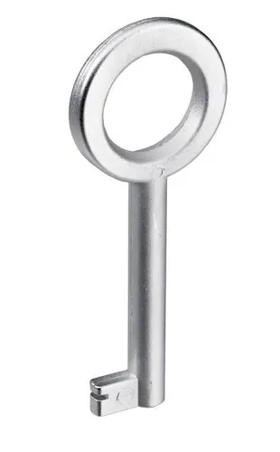 Hettich Buntbart-Schlüssel vernickelt matt 65 x 4 mm - Türsicherungen: Robuster Buntbart-Schlüssel aus vernickeltem Stahl, ideal für sichere Türöffnungen und langlebige Nutzung.