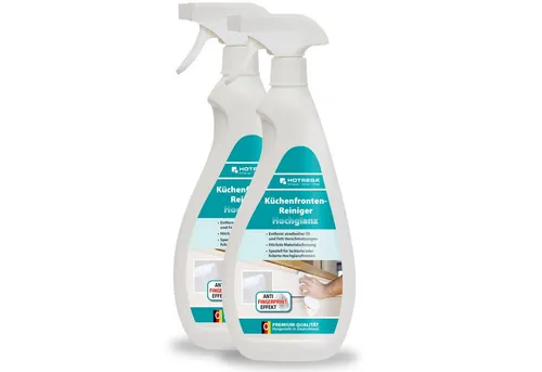 HOTREGA Küchenfronten Reiniger Hochglanz 500 ml - Effektiver Küchenreiniger für hochglänzende Oberflächen. pH-neutral, fettlösend und streifenfrei für mühelose Sauberkeit. Ideal für Küchenmöbel und Bad – für langanhaltenden Glanz ohne Aufwand.