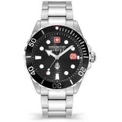 Swiss Military Hanowa Offshore Diver II Herrenuhr - Silber/Schwarz - Herrenuhr mit 20 ATM Wasserdichtigkeit, robustem Edelstahlgehäuse und kratzfestem Saphirglas – ideal für Wassersport und urbanen Alltag.