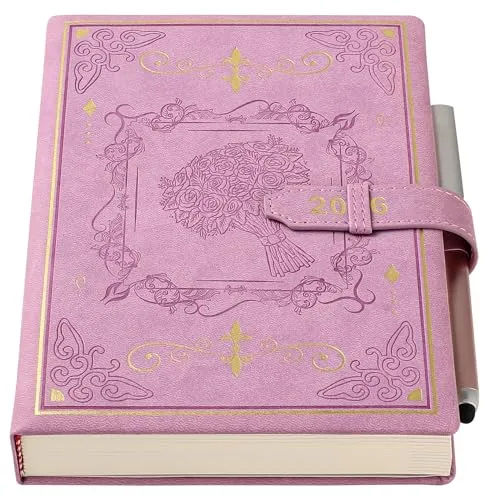 Holderzyi Akademischer Terminplaner 2026 A5 Tag pro Seite, 12 Monate Tages- & Monatsplaner von Jan.26 - Dez.26, Agenda Terminplaner A5 Seite pro Tag, mit elegantem Einband, Stift, Innentasche (Lila)