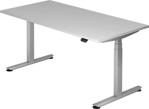 Hammerbacher Schreibtisch XDLB 16, elektrisch höhenverstellbar, grau/silber - Kinderschreibtisch mit Bluetooth-Steuerung, 2-fach Memory-Schalter und sanftem Anlauf. Ideal für ergonomisches Arbeiten und gesundes Sitzen.