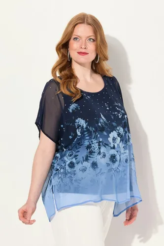 Ulla Popken Damen Blusenshirt in großen Größen - Blusen & Tuniken für Damen, luftiger Chiffon mit Blütenprint und bequemer Oversize Passform für ein stylisches Outfit.