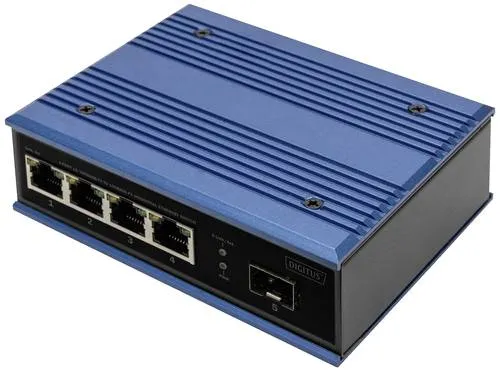 Digitus DN-651130 Industrial Ethernet Switch 4+1 Port in blau von DIGITUS