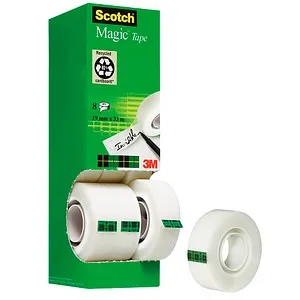 Scotch MagicTM Tape Klebefilm matt 19 mm x 33 m - 8 Rollen, stark klebend, unsichtbar und ideal für Büro und Zuhause