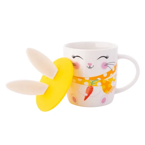 Becher mit Silikondeckel Hasenohren 400ml Frühlingshase 1