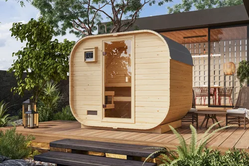 Karibu Fasssauna QUADRO 1 PLUS 242,5x175cm von Karibu