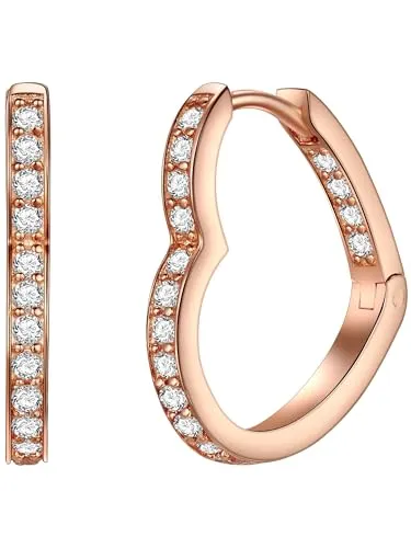 Rafaela Donata Damen-Creolen - Rosévergoldete Ohrringe mit Zirkonia - Ohrringe für Damen in Herzform, aus hochwertigem rosévergoldetem Sterlingsilber mit funkelnden Zirkoniasteinen – ein glamouröses Accessoire für jeden Anlass.