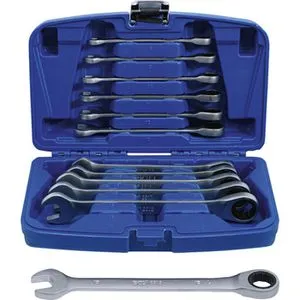 Ratschenring-Maulschlüssel-Satz - 12-teilig - SW 8 bis 19 mm - Werkzeug-Sets aus hochwertigem Chrom-Vanadium-Stahl, 72 Zähne für präzises Arbeiten und universellen Einsatz.