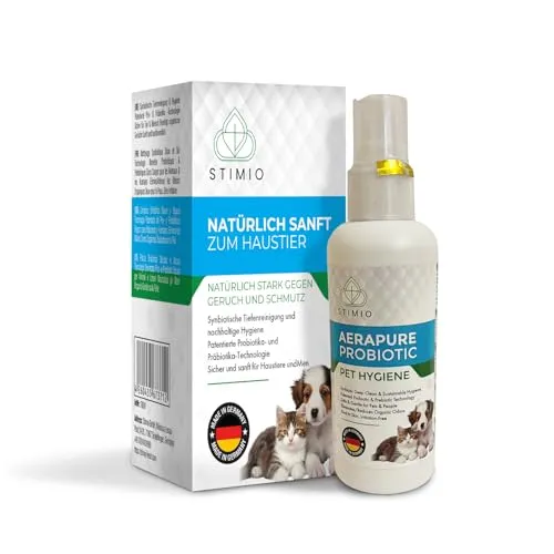 Stimio Probiotischer Flecken- & Geruchsentferner. Starker Enzymreiniger für Hund & Katze Haushalt. Effektive Mikroorganismen neutralisieren Katzenurin Hundeurin Duftmarken, KOT & Gerüche nachhaltig