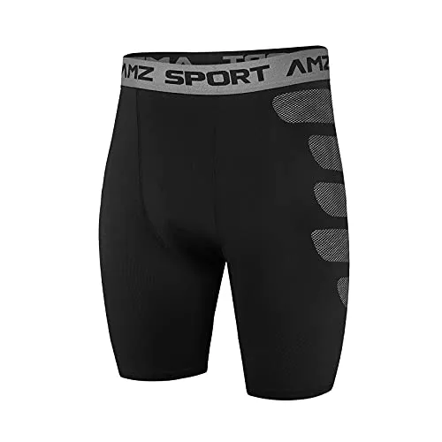 AMZSPORT Herren Kompressionsshorts Sport Shorts Kurze Hose Schnell Trocknend Funktionsunterwäsche, Schwarz L