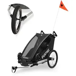 FUXTEC Fahrradanhänger FX-FA1S schwarz mit Joggerrad