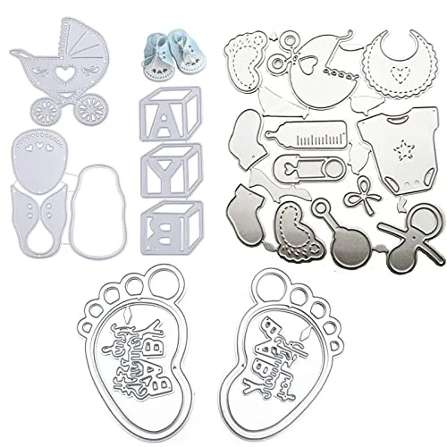Canzoon Stanzschablonen Baby 2022 Neu 3Pcs Silber Prägeschablone Stanzmaschine Stanzschablone Weihnachten Für DIY Scrapbooking Baby Zubehör Stanzschablone Stanzschablonen Prägeschablonen