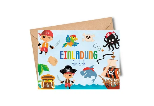 MeinBaby123® Einladungskarten Kindergeburtstag inkl. 10 Umschläge, Kindergeburtstag Jungs und Mädchen, Geburtstagseinladungen Kinder