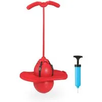Relaxdays Pogo Ball Kunststoff Rot mit Griffen 74 cm x 39 cm x 29 cm 0,91 kg
