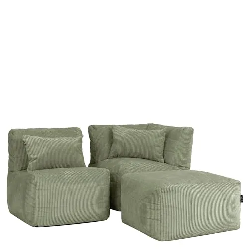 icon Sitzsack-Sofa Salbeigrün, 228x70x78 cm – Modulares Design für jeden Raum - Genieße entspanntes Wohnen mit dem icon® Noa Sitzsack-Sofa in Salbeigrün. Strapazierfähiger Stoff und stützende Füllung sorgen für hohen Komfort. Ideal als Couch oder zusätzliche Sitzgelegenheit – perfekt für gemütliche Abende!