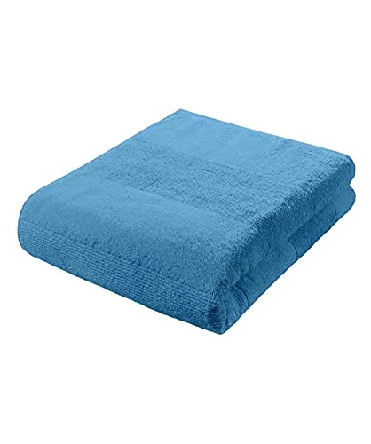 fleuresse Frottier 2828 großes Badetuch, mit Streifenbordüre und Kordelaufhänger, Ökotex Standard 100, Gewicht 550 gr. pro m², 90 x 200 cm, Indigo blau