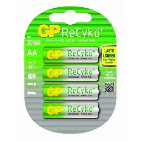 Akku Batterien GP ReCyko NiMH Ready2Use AA Mignon HR06 2000mAh bereits vorgeladen (4 Stück)