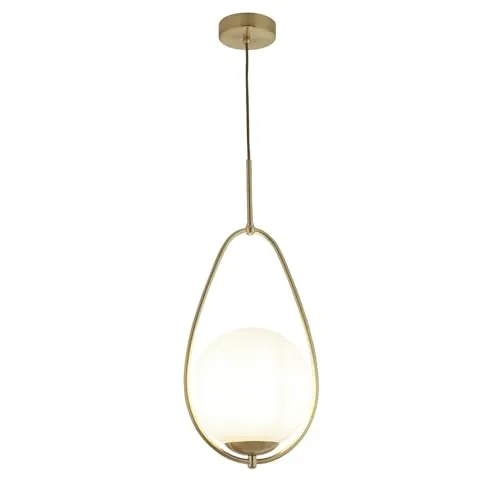 Avalon 1Lt Ball Pendant, Gold With Opal Glass von Searchlight