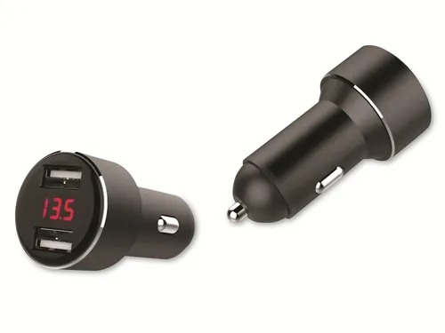 IWH Dual KFZ USB-Lader, 12/24V, 3,4A, mit Spannungsanzeige 019062