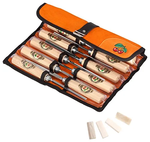KIRSCHEN Werkzeuge 3157000 | 12-teiliges Bildhauerbeitelsatz in Lederrolltasche