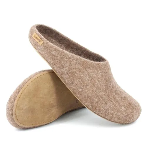 Gottstein Magicfelt 713 Hüttenschuhe 40 - Braune Wolle und Leder - Hausschuhe aus 100% Wolle und Leder, ideal für gemütliche Abende zuhause. Komfort und Stil vereint in einem Schuh!