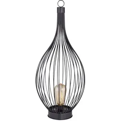 Solarleuchte Stehlampe Beistellleuchte Außenleuchte Terrassenlampe Balkon, IP44 Akku Metallstäbe gebogen schwarz amber, 1x LED warmweiß, DxH 25x57 cm