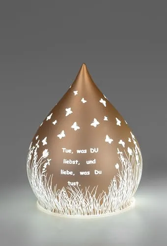 formano Deko-Tropfen Frosty-Gold mit LED-Licht - Elegante 15 cm hohe Dekoleuchte aus hochwertigem Farbglas in frostiger Optik. Mit stimmungsvoller LED-Beleuchtung und praktischer Timer-Funktion für behagliche Atmosphäre. Batterien nicht enthalten.