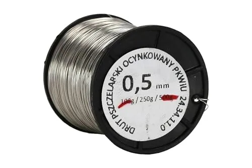 Verzinkter Draht für Rähmchen - 0,5 mm - Länge: ca. 167 m - Spule 250 g - Rostfrei - Draht für Bienenstockrahmen - Imkerei - Landwirtschaft - Industrie