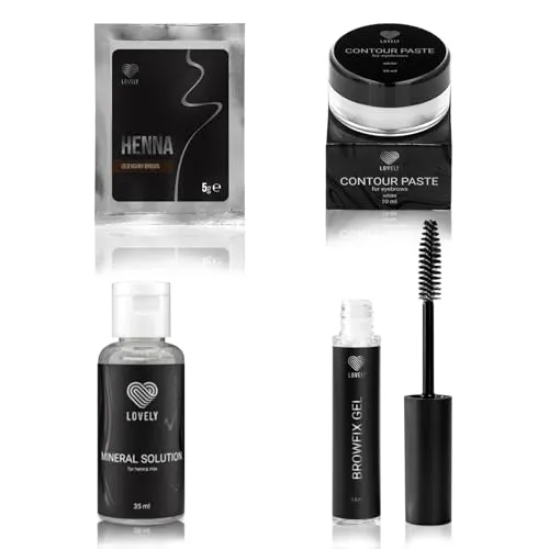 LOVELY Henna Augenbrauen Set - Legendary Brown mit Mineral Solution & Konturenpaste - Erlebe intensive Augenbrauenfarbe mit dem LOVELY Henna Set. Ideal für präzise, definierte Brauen und langanhaltende Ergebnisse. Enthält alles für eine vollständige Anwendung.