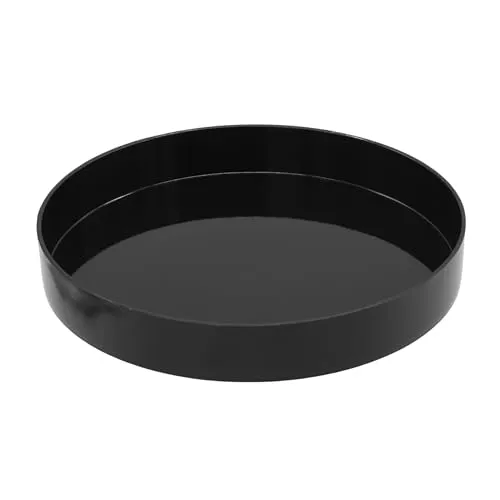 Kerzentablett rund schwarz Hochglanz - 25 cm - Dekotablett glänzend mit Rand - Kellnertablett Dekoteller Kerzenteller Mehrweg Tablett für Dekorationen Geschenke Weihnachten