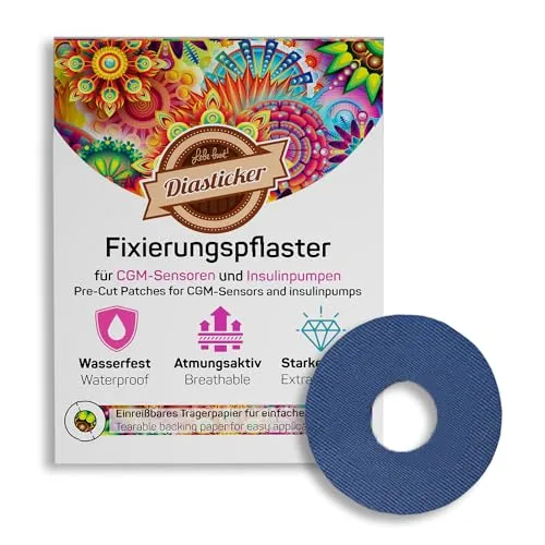Diasticker® | Pflaster für Freestyle Libre 3 Sensor (10 Stück, Dunkelblau) | Wasserfest - Hautfreundlich - Atmungsaktiv - Starker Halt | Selbstklebende Fixierpflaster, Sensor-Fixierung