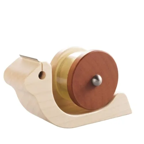 Tischabroller Schnecke Ahorn-Birnenholz, handgemacht, Klebefilm 15mm | Auch Klebefilmabroller genannt – handgefertigt in Deutschland, ideal als Geschenk.