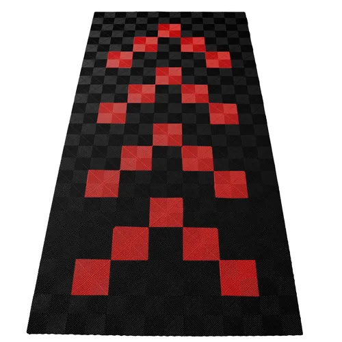 RAMROXX Performance Bodenfliesen Garagenboden Set 2,8mx5,6m Schwarz Rot - Hochwertige Kunststoffbodenfliesen für Garagen mit robustem Design. Ideal für den professionellen Einsatz und einfache Montage, bieten sie eine langlebige und pflegeleichte Lösung für jeden Boden.