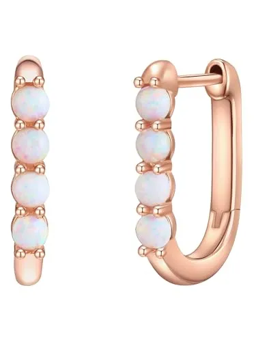 Glanzstücke München Paar Creolen rosegold aus Sterling Silber - Elegante Creolen aus 925er Sterling Silber, veredelt mit Roségold und geheimnisvollen Opalen (synth.), die Lebensfreude und Kreativität symbolisieren. Perfekt für jeden Anlass!