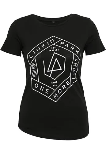 MERCHCODE Damen Linkin Park One More Light Tee, Small, med logo, båndnavn og sangtekst T shirt, Blk/Olive, S EU