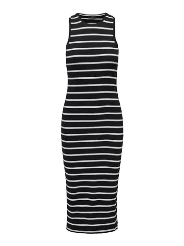 ONLY Onlbelfast Stripe S/L Mididress JRS Noos - Elegantes Midikleid für Damen von ONLY, ideal für Freizeit und besondere Anlässe mit stylischem Streifenmuster.