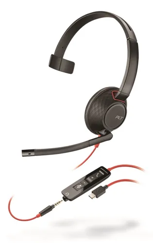 Poly Blackwire C5210 USB-C Mono Headset - Kabelgebundenes On-Ear Headset mit USB-C und 3,5 mm Stecker, ideal für klare Kommunikation im Büro oder unterwegs.