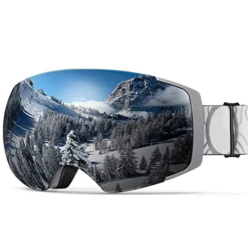 OutdoorMaster Unisex Skibrille PRO Damen Herren mit wechselgläsern, 100% UV-Schutz Schneebrille Skibrille für brillenträger, Anti-Nebel Snowboard Brille Ski Goggles für Jungen und Mädchen