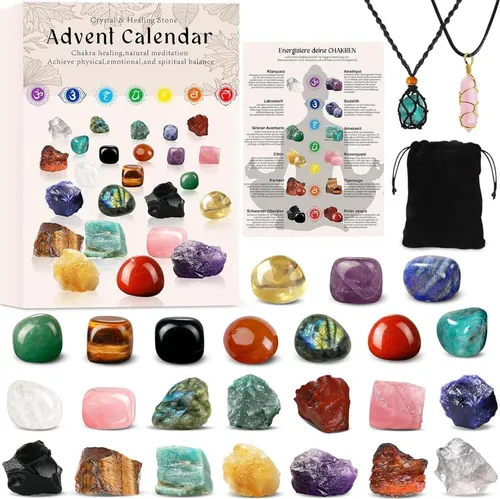 Adventskalender 2024 Chakra-Kristalle - Weihnachts Countdown - Adventskalender mit 24 hochwertigen Chakra-Kristallen für Meditation und Yoga. Perfektes Geschenk für Frauen und Kinder, um die Vorweihnachtszeit gesund und inspirierend zu gestalten.