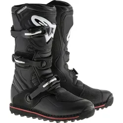 Alpinestars Herren Tech T Stiefel in Schwarz/Rot, Größe 43 - Hochwertige Motorradstiefel aus Leder und Mikrofaser, mit robustem Knöchel- und Schienbeinschutz für maximale Sicherheit und Komfort beim Fahren.