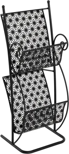 Haku-Möbel Zeitungsständer Vera, 19594 - Belegfächer und Organizer aus lackiertem Metall, freistehend mit 2 Fächern für eine stilvolle und platzsparende Aufbewahrung von Zeitschriften und Magazinen.