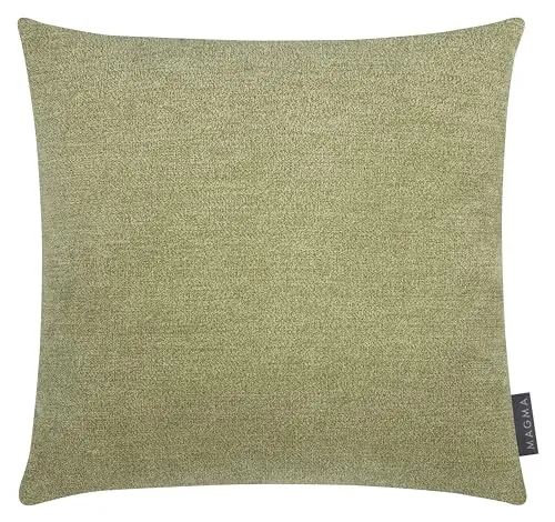 MAGMA Alfa Kissenbezug 40x40 cm - grün,- samtig weich kuscheliger Velour Look, rechteckiger Kissenbezug, für Wohnzimmer, Schlafzimmer, Büro und Gästezimmer Waschbar