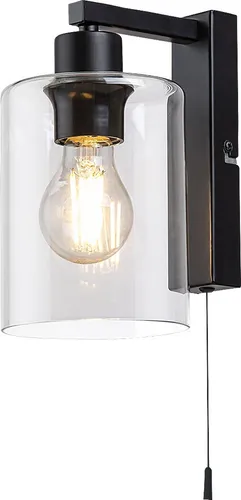 Vintage Wandleuchte Miroslaw - Schwarz Matt Durchsichtig - Lampen: Stilvolle Wandleuchte im Vintage-Design, ideal für verschiedene Innenräume. Hochwertige Materialien und ein elegantes Erscheinungsbild sorgen für eine besondere Atmosphäre.