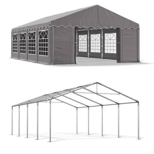 Partyzelt 4x8 PE Pavillon Festzelt Gartenzelt Bierzelt Wasserdicht NEU Grau S